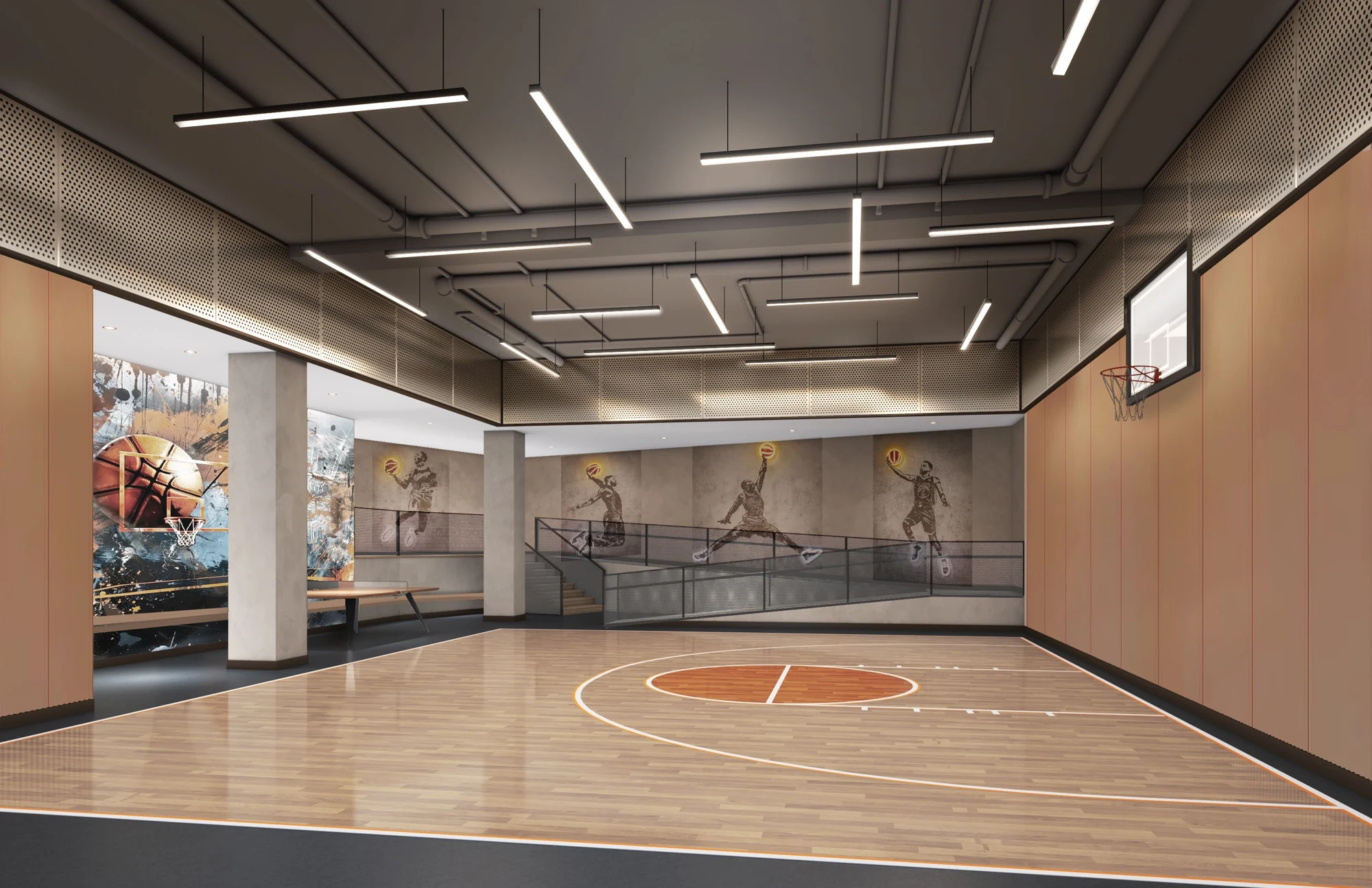 AVELA indoor basketball court architectural rendering