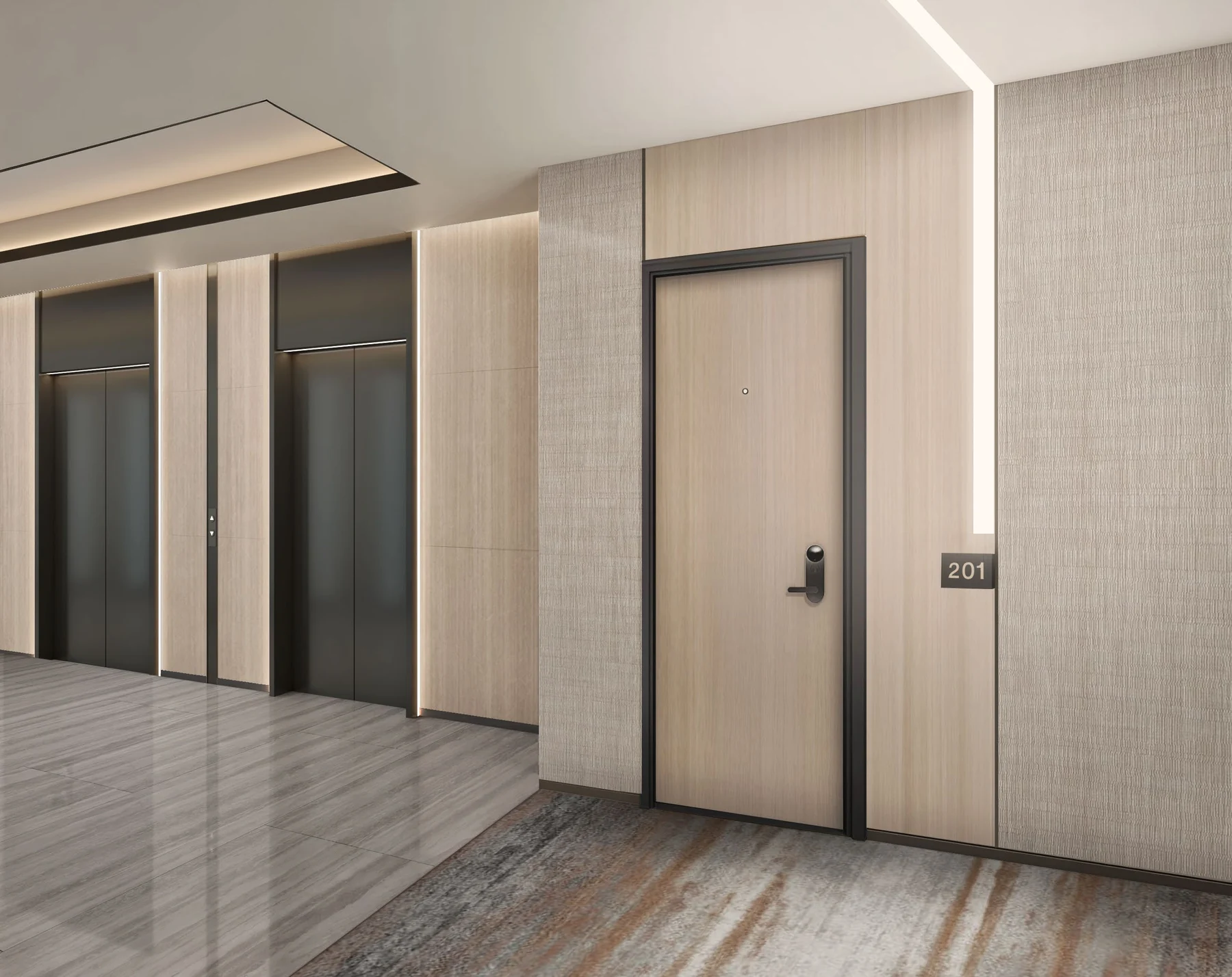 AVELA residential corridor architectural rendering